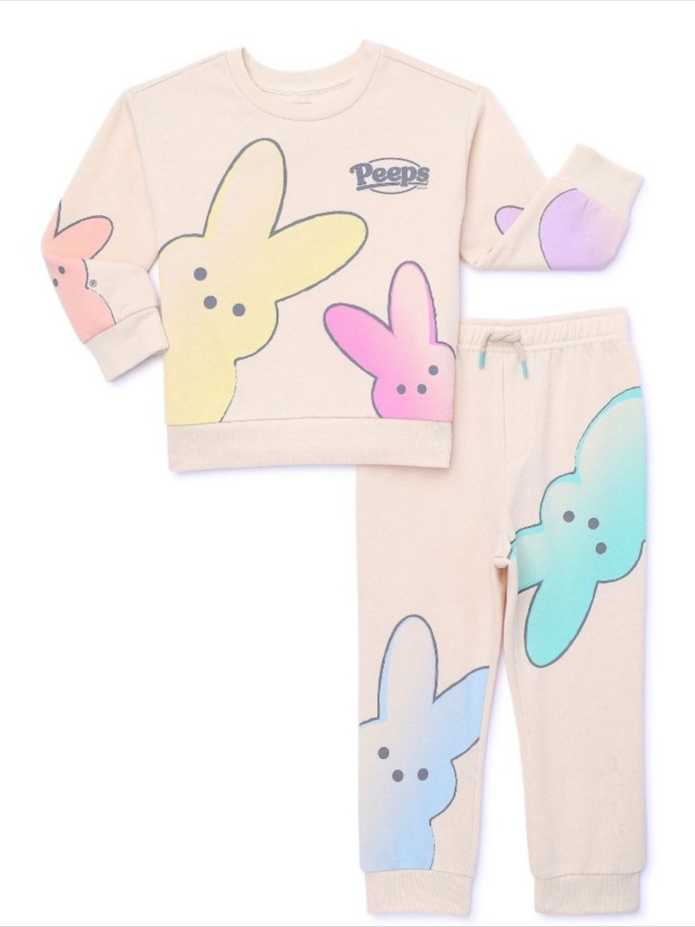 PEEPS Bunny Toddler Girls Easter Crewneck and Joggers Set, 2-Piece NWT (5T)